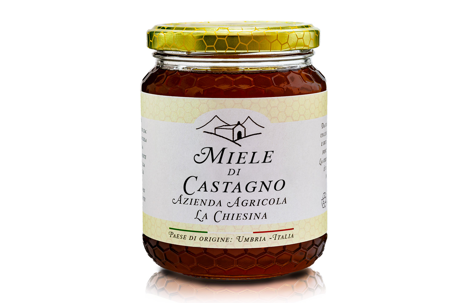 Vaso di miele di castagno artigianale da 1kg,prodotto da Azienda agricola la chiesina