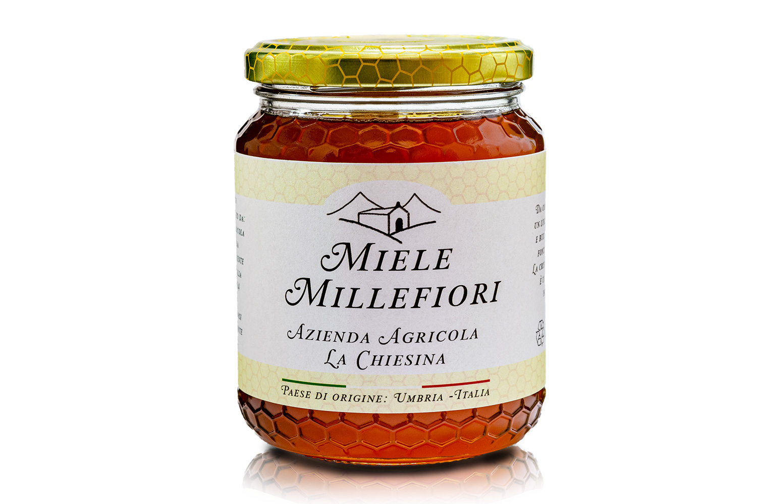 Vaso di miele millefiori artigianale da 250g,prodotto da Azienda agricola la chiesina